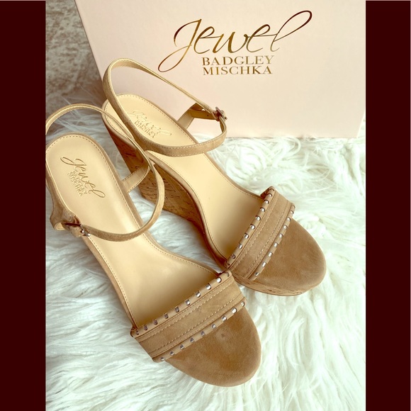 Badgley Mischka Gina Wedge Leather Platform Sandal - Picture 2 of 12